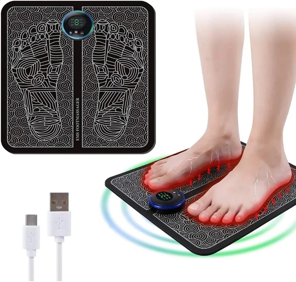 EMS electric foot massager pad relieves pain relaxes foot acupressure massage pad impacts muscles stimulates and improves blood circulation 241105