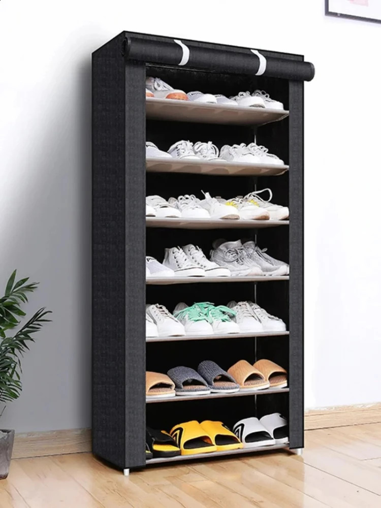 Multilayer Shoe Rack Organizer Dustproof Fabric Stand Hallway Saving Space Shelf Home Furniture Storage 240329