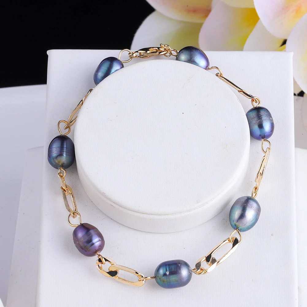 Tahiti Baroque Womens Jewelry Set Chain Necklace with Pearls Freshwater Pearl Bracelet Womens Necklace Set 241106
