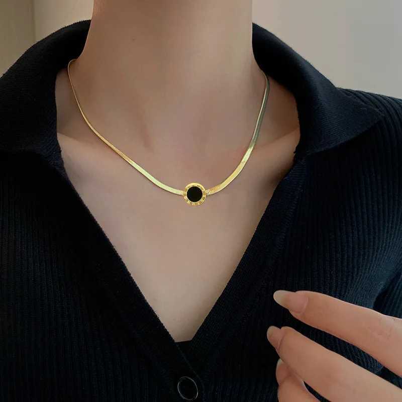 OIMG 316L stainless steel gold color black circular Ran digital necklace used for party gift jewelry 2023 new Dropsing X241106