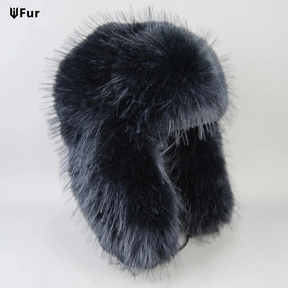Fashionable and Fluffy Russian Womens Round Hat Artificial Fur Hat Womens Winter Hat Artificial Raccoon Fur Bear Faxu Fox Bomber Hat 241106