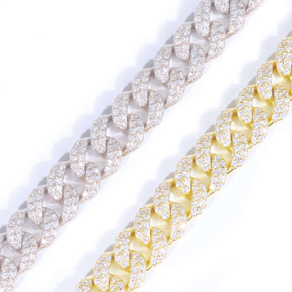 Yu Ying Hiphop Jewelry Cuban Chain 2rows 12/19mm Wide S Vvs Bg Moissanite k Free shipping