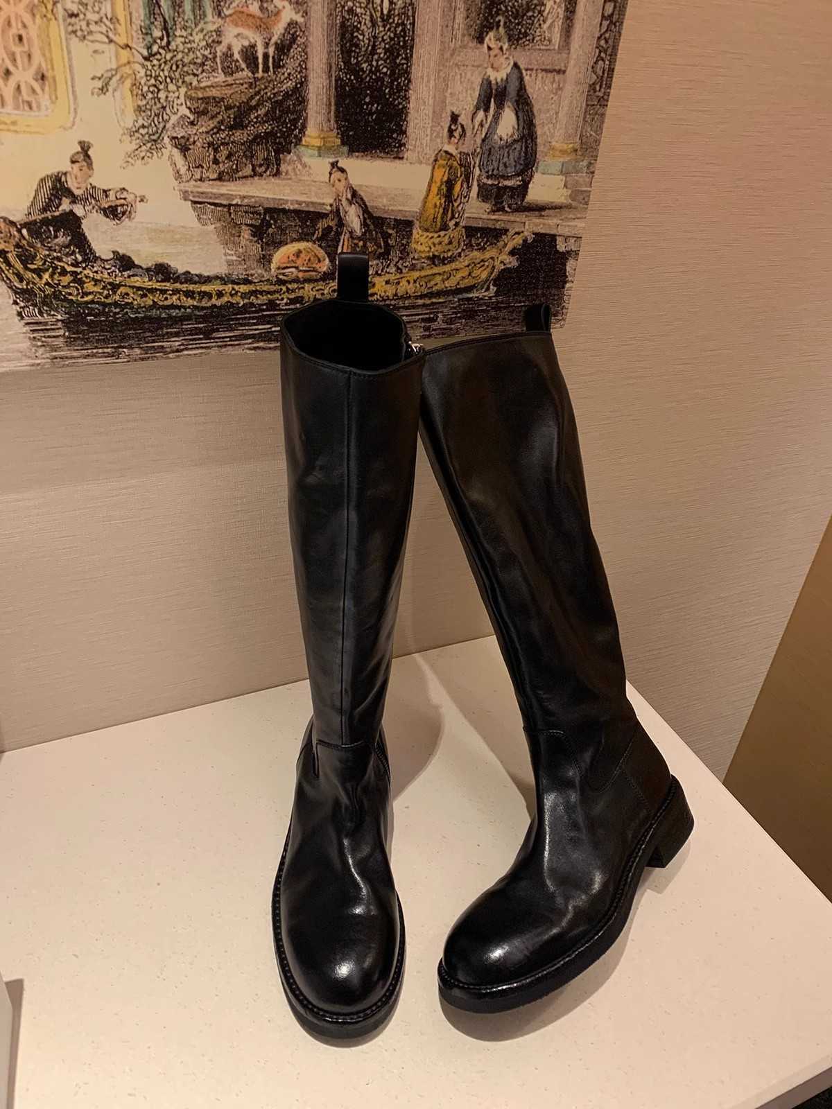 CMM Full Horse Leather Round Head Thick Heel Increased Height Mid Barrel Knight Boots Womens Autumn and Winter