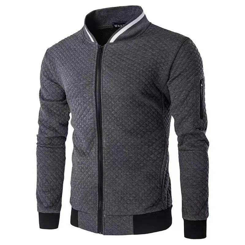 Autumn And Winter Plaid Hoodie Cardigan Men Sports Solid Color Casual Hoodie Fashion Jacket Zipper Shirt 241106
