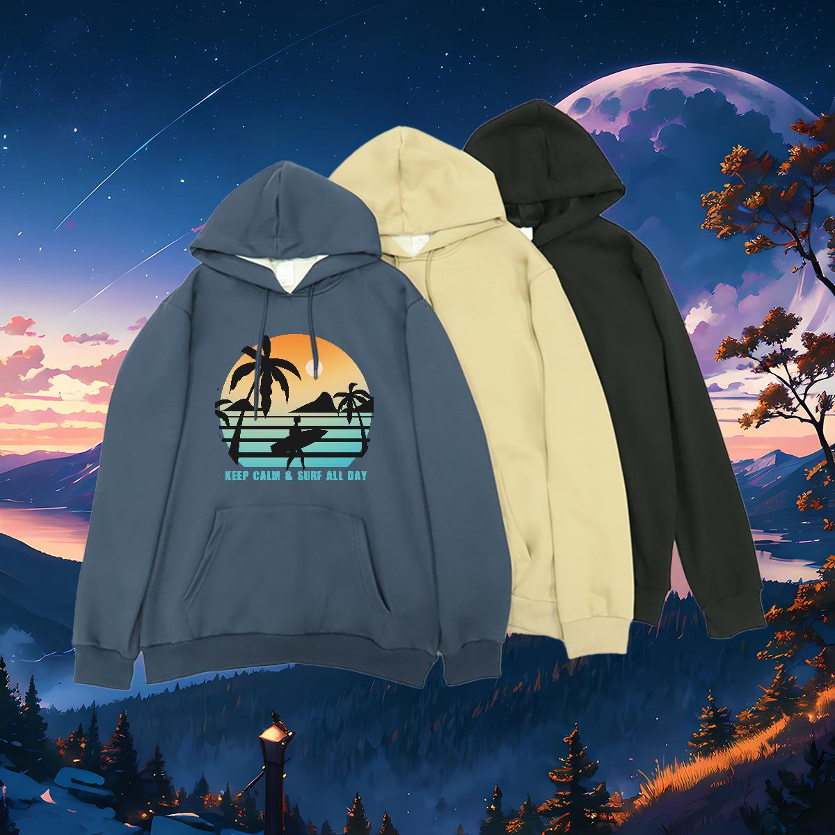 2024 New Women's Hoodie Clothes Hoodie Comfortable Unisex Hooded Sweatshirt Custom Anime Warm Fleece Long Sleeve Drawstring Casual Beach