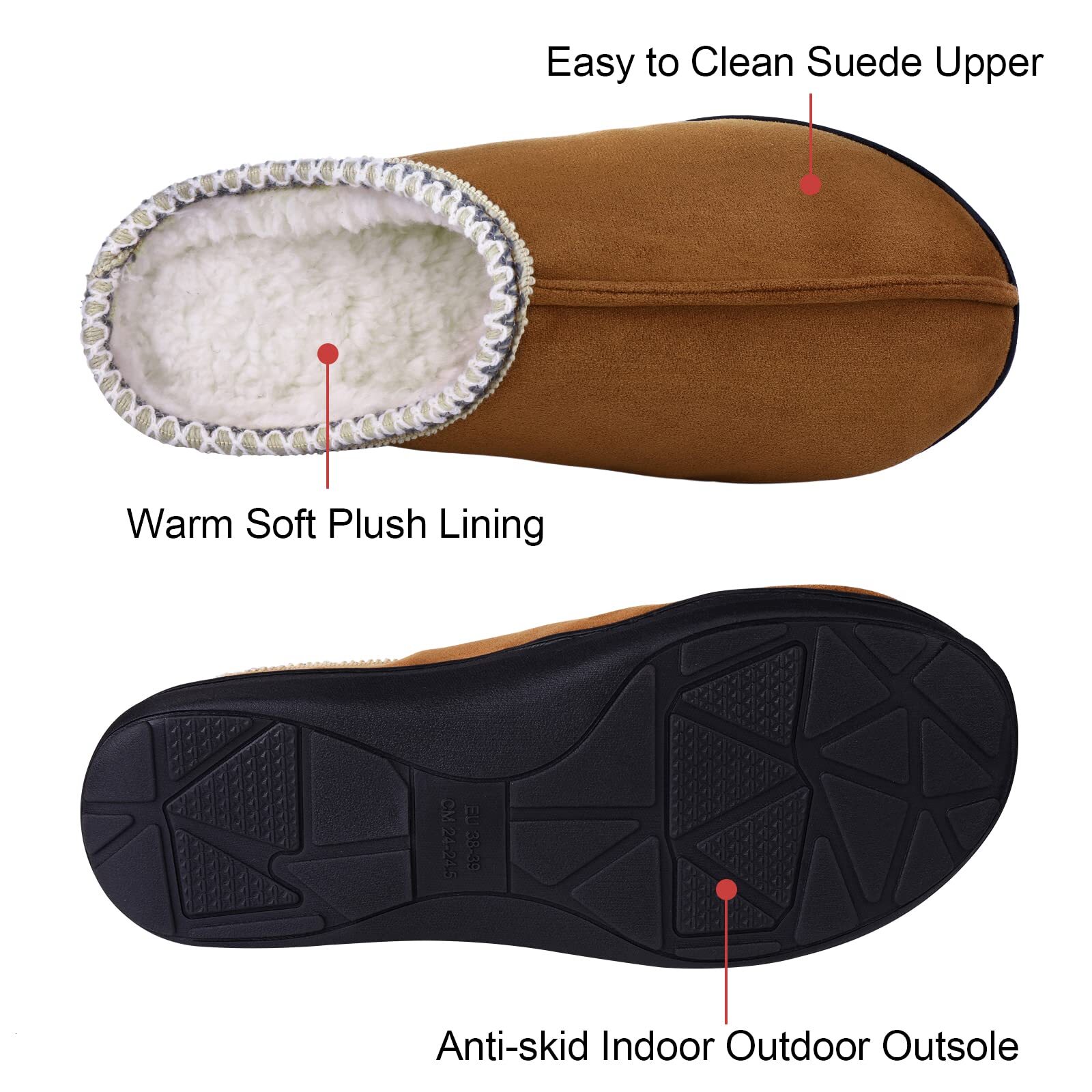 2025 Men's Indoor Fur Slippers Designer Winter New Warm Home Plush Mule Rubber Sole Non Slip Cotton Slippers With Comfortable Wool