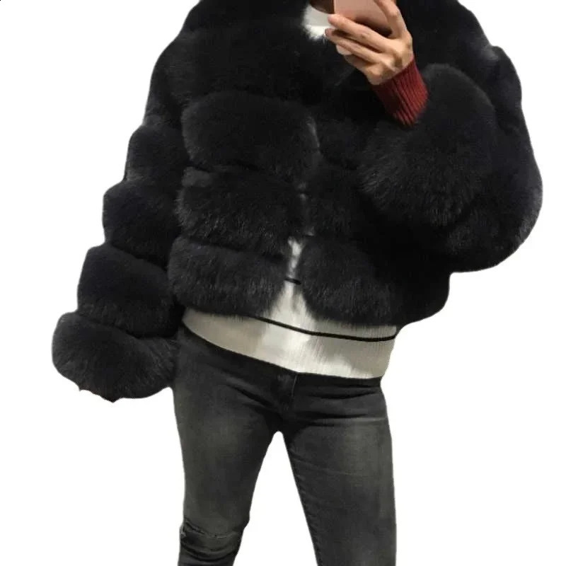 Fur Europe and The United States Fox Coat Womens Short Long Sleeve Artificial 241104