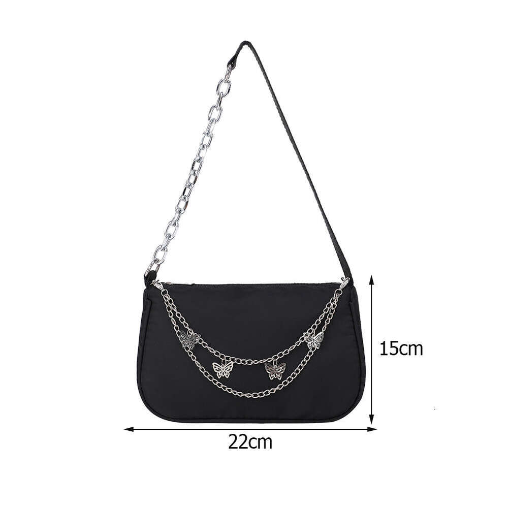 Designer Bag Female Black Nylon Underarm Bags Women Casual Butterfly Chain Shoulder Bag Ladies Japanese And Korean Style Small Handbags