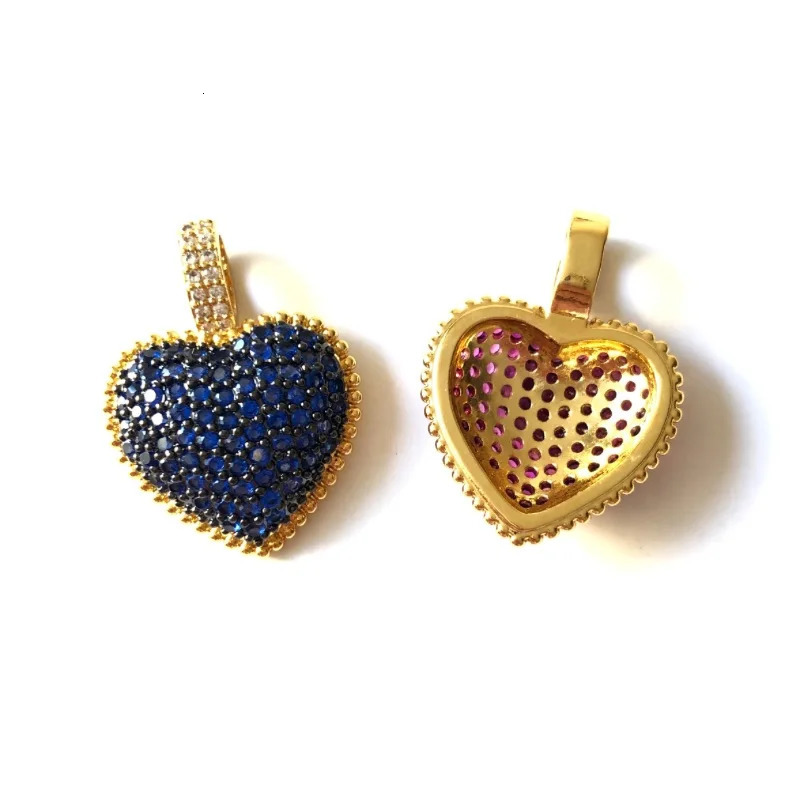 5 pieces of blue green purple red zirconia Pave charm exquisite heart-shaped pendant womens bracelet necklace handmade jewelry accessories 241106