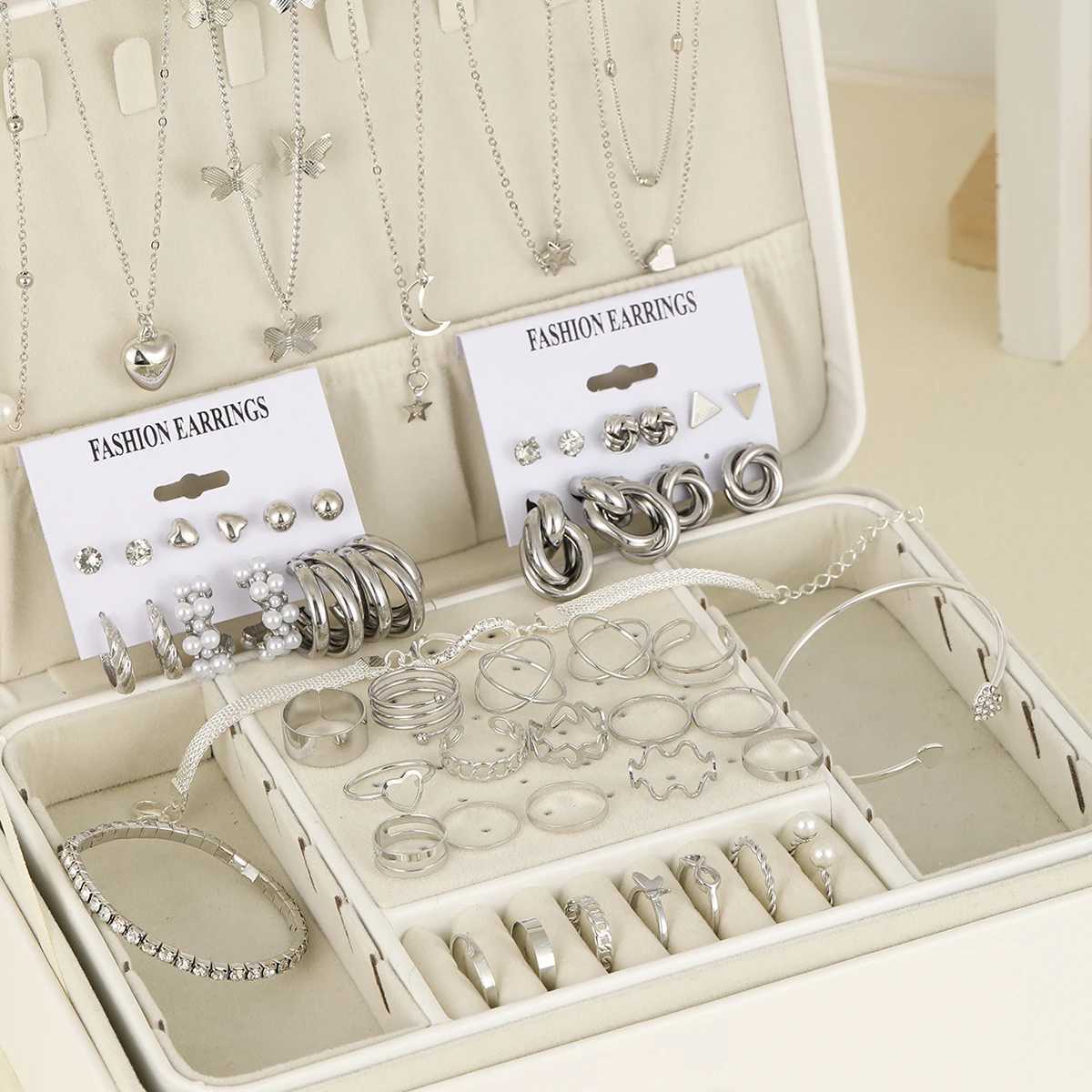 53 Bohemian vintage jewelry sets designed for elegant silver zircon pearls Geerling earrings necklaces bracelets and everyday wear X241106