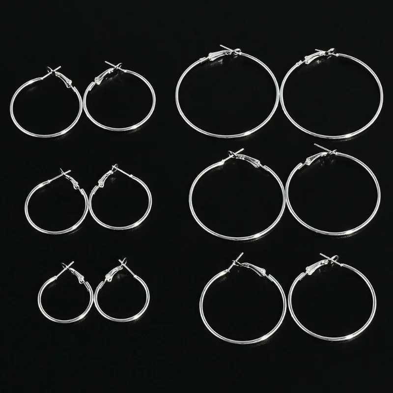 12 pieces/6 pairs of simple punk ring earrings set large round earrings suitable for warm girl earrings Oversi jewelry accessories X241106
