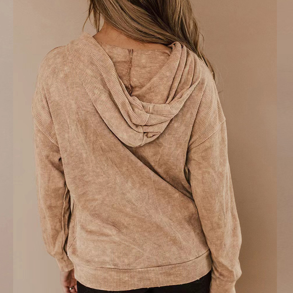 New Designer Autumn/Winter New Women's Waffle Hooded Long Sleeve Top Sportswear Fashion Hoodie