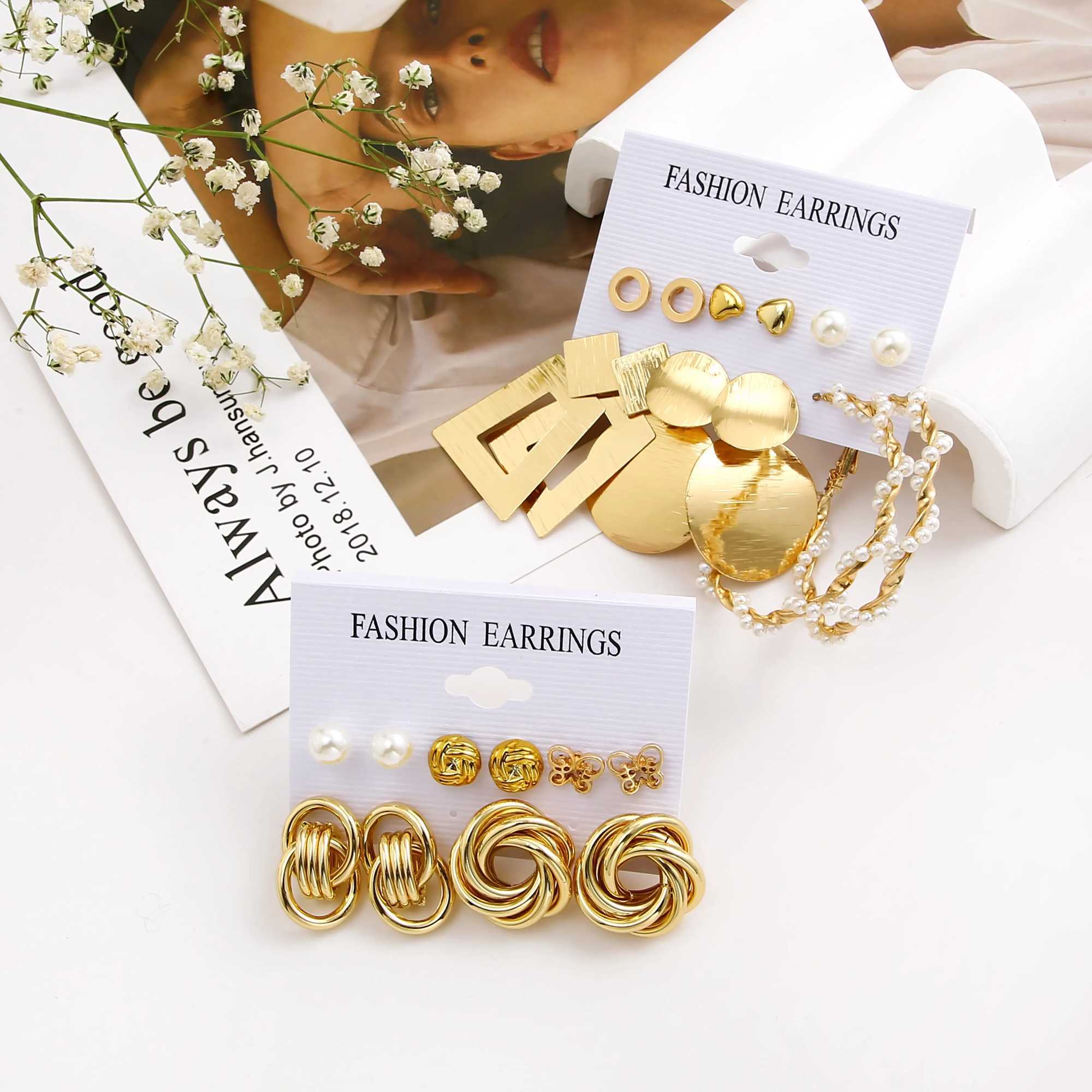 New Creative Simple Temperature Womens Party Metal Gitli Wound Fake Pearl Earrings X241106