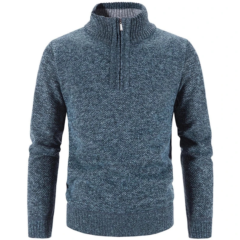 Winter Mens Fleece Thicker Sweater Half Zipper Turtleneck Warm Pullover Quality Male Slim Knitted Wool Sweaters for Spring 241106