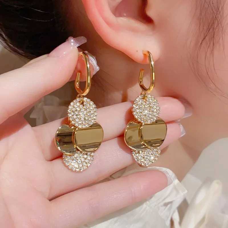 High quality Geely stainless steel circular pendant earrings used for jewelry gold crystal zircon ring earrings jewelry X241106