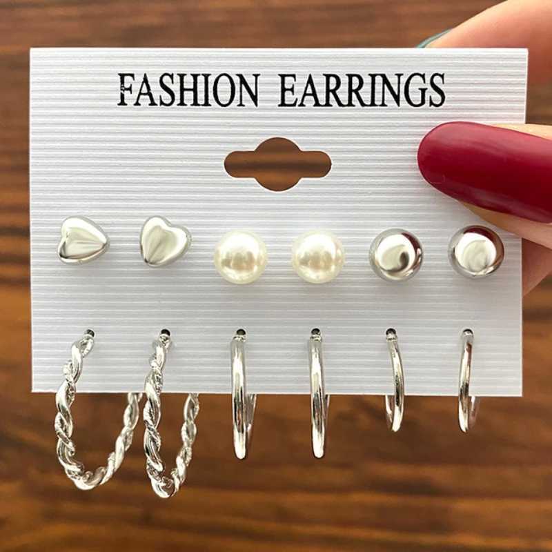 Geely Pearl Earring Set Leopard for Wen Girls Round Pendant Earring Set Acrylic Metal Square Round Party Jewelry X241106