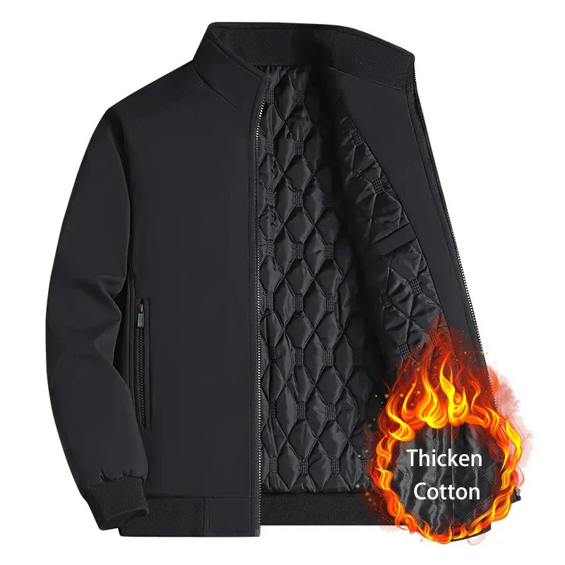 BROWON Plus Size 8xl Jacket for Men 2024 Thick Stand Collar Solid Winter Jacket Men Waterproof Warm Business Casual Men Coats 241106
