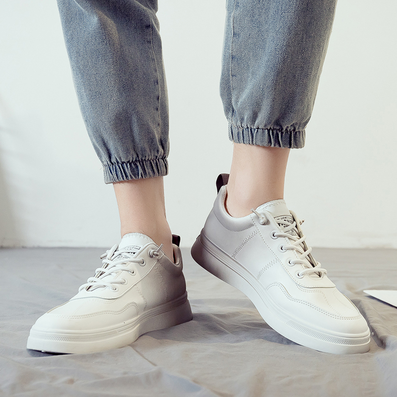 2024 Summer New Small Men's Casual Sports Dad Trendy Versatile Board Leather White Shoes