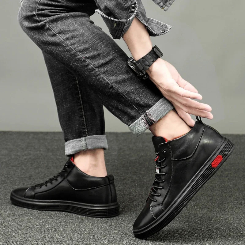2025 New Top Women's High Quality British Cowboy Boots Designer Genuine Leather Men's Plush Warm Winter Men's Boots Couple Fashion Soft