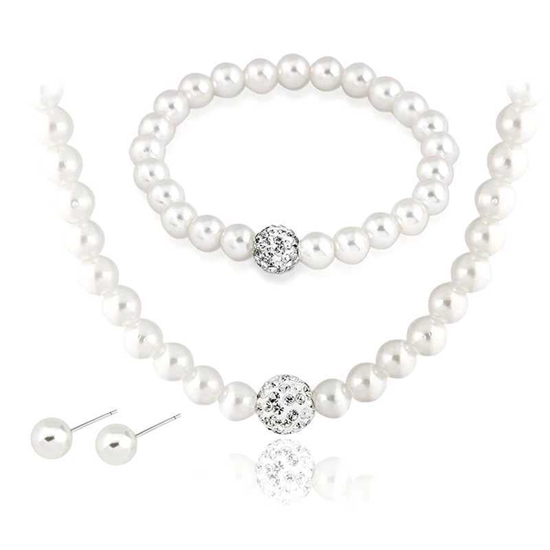 4-piece/set retro simple pearl necklace earrings jewelry set suitable for warm brides elegant crystal necklace banquet wedding accessories X241106
