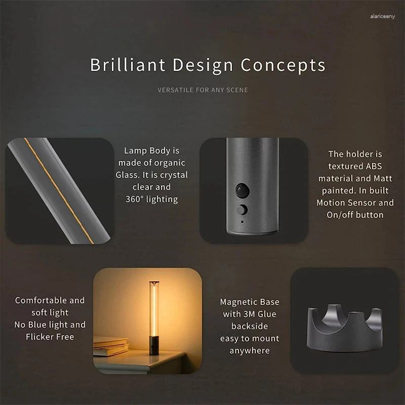 Lamps Table Portable Magnetic Body Sensor Wall Light Rechargeable USB Torch Cordless Handheld With Motion DC 5V Input YX391DJ