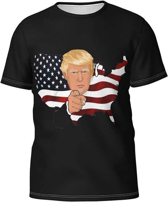 shanshi mens designer t shirt Trump T-shirt Summer Handsome Exercise Running Quik Dry Round Neck Short Sleeve Top Fun 3D Printed Image