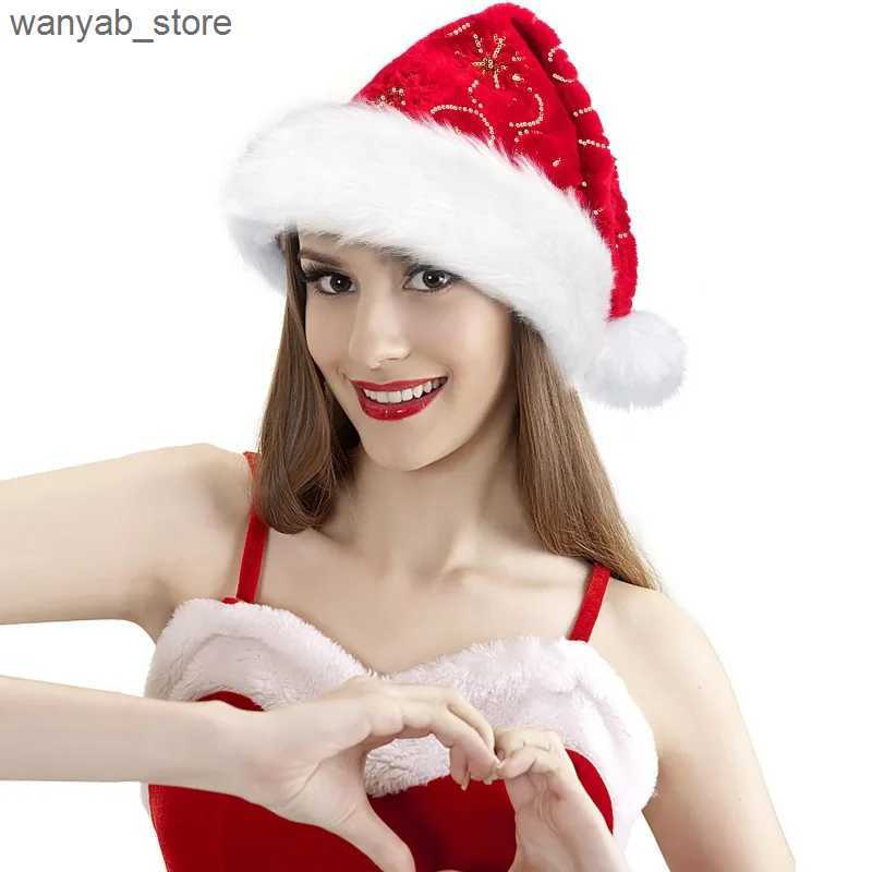 Wide Brim Hats Bucket Hats New High-end Plush Beaded Christmas Hat Christmas Decoration Gold Party Dress Embroidered Christmas Hat Decoration Santa Ha