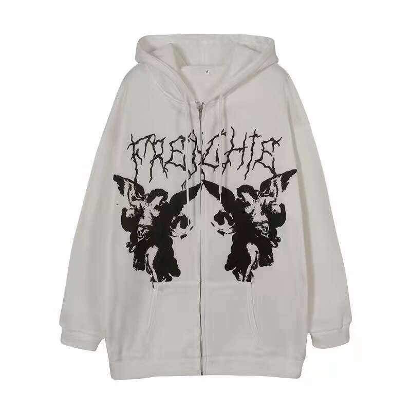 shanshi spider hoodie Dark High Street Zipper Trendy Brand Casual Cardigan Hoodie Fleece Jacket