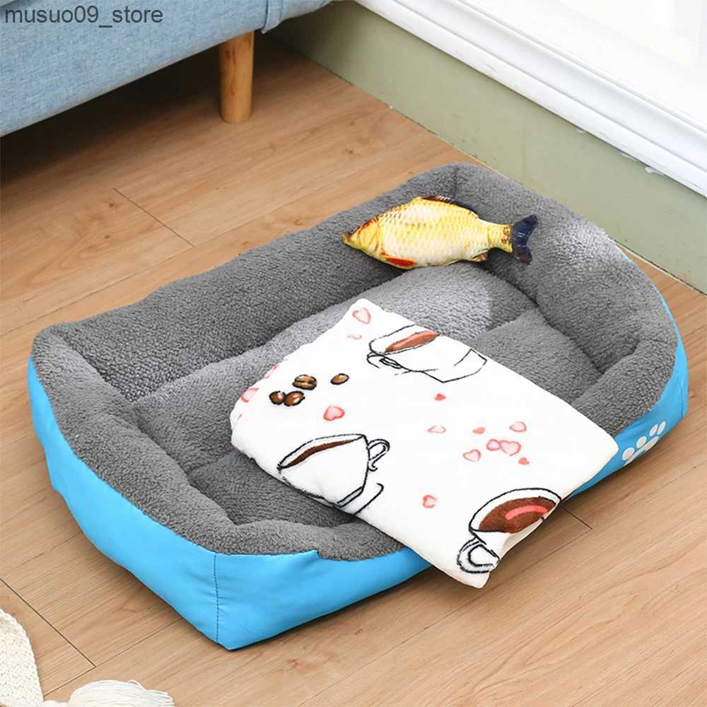 kennels pens XS-XXL small medium and large dog beds warm washable rectangular pet beds waterproof soft wool sofas L240910