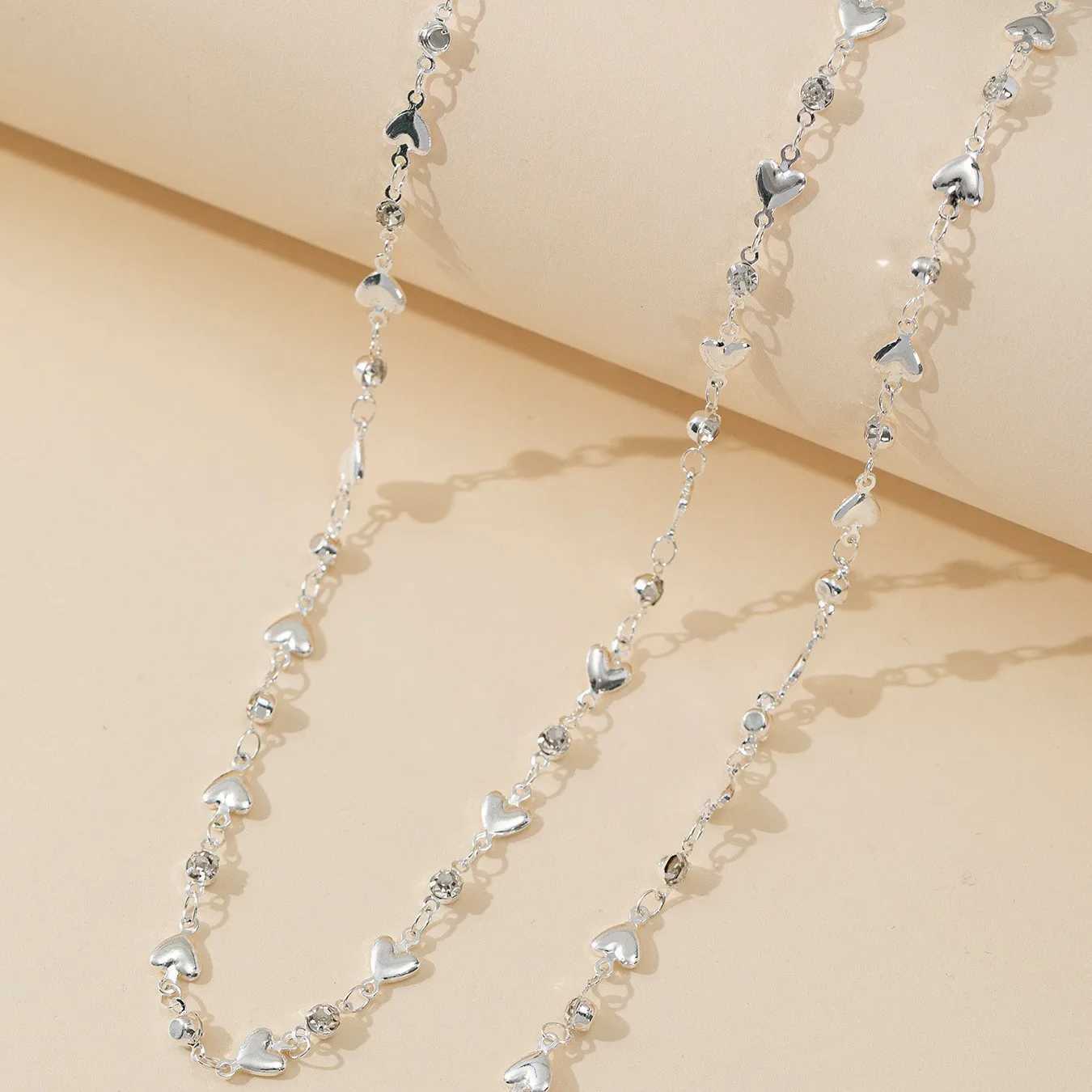 Fashionable sweater chain long Y-shaped necklace suitable for text simple metal gold crystal border necklace Y2K party jewelry X241106