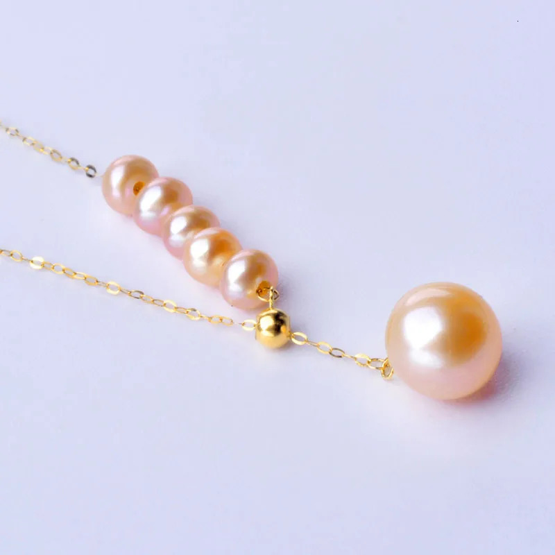 XF800 genuine 18K gold necklace pendant exquisite jewelry round natural freshwater pearl pure AU750 chain womens wedding gift X551 241106