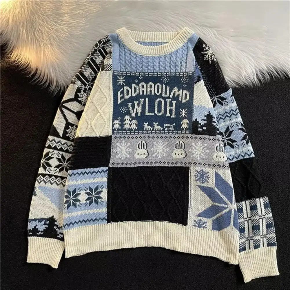 Knitting Sweater American Cute Twist Christmas Long Sleeve Sweater For Men Women Autumn Winter Fashion Loose Pullover Sweater 241106