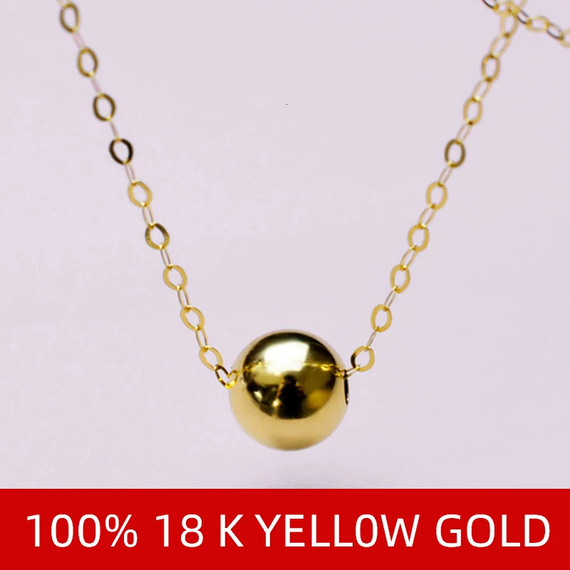 NYMPH Real 18K Gold Jewelry Necklace Pure Gold Ball Pendant Pure AU750 Chain Womens Exquisite Jewelry Wedding Gift D503 241106