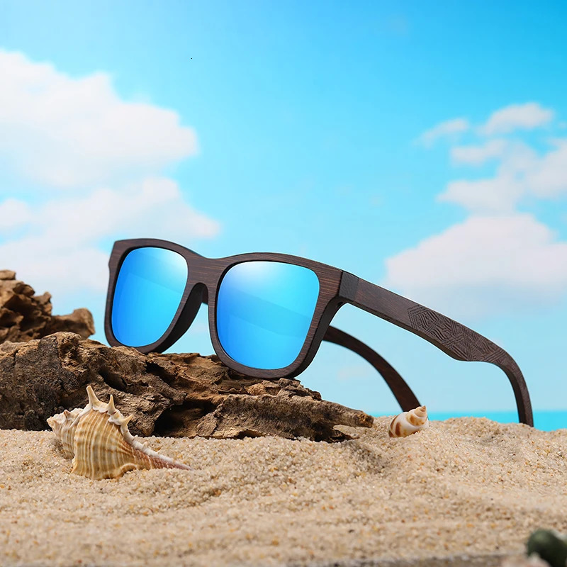 GM retro fashion bamboo polarized sunglasses driving square style sunglasses mens goggles UV400 womens 241106