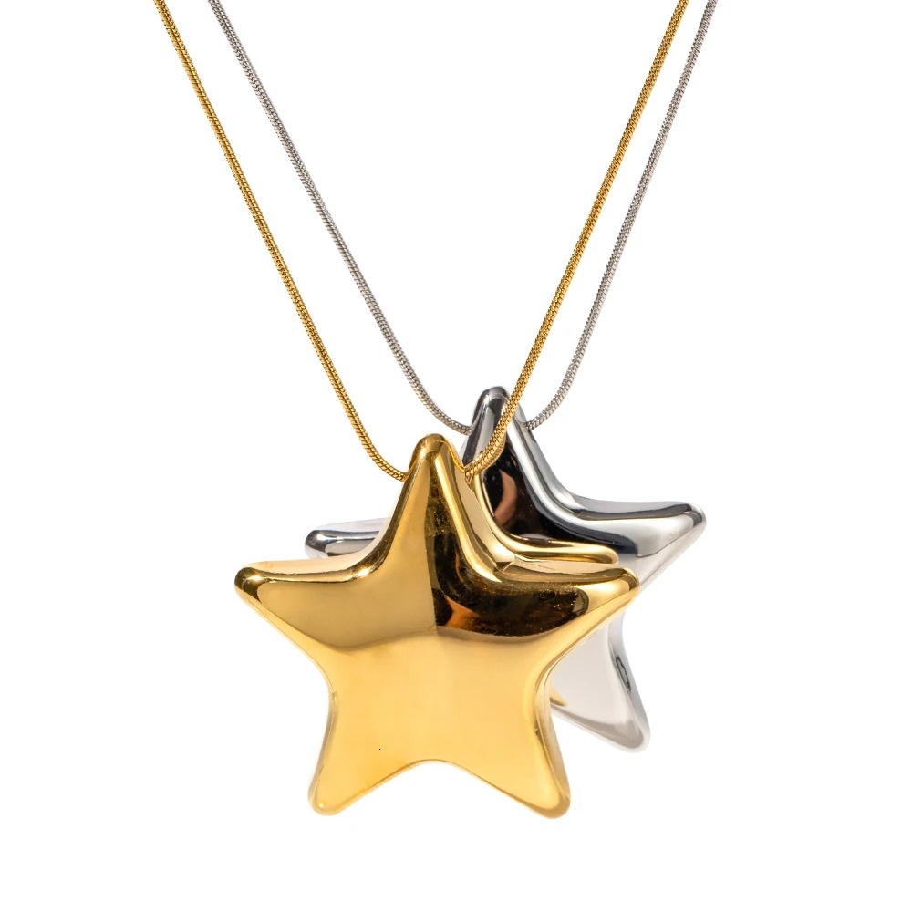 Uworlds unique star shaped gold pendant hanging stainless steel 18k Pvd galvanized Korean exquisite jewelry gift 241106