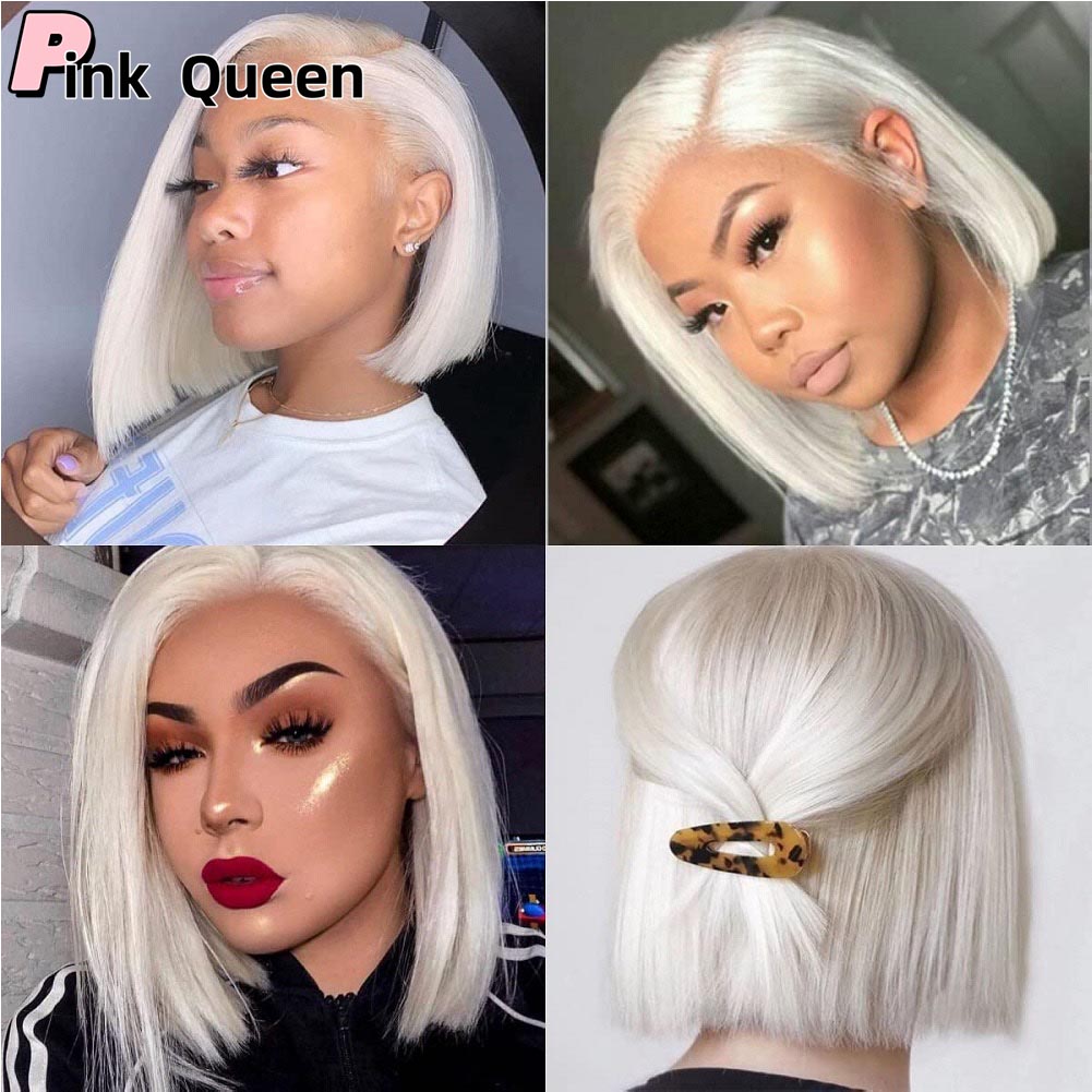 13*2.5 Lace front wig straight white hair synthetic lace Natural hairline crochet hairpiece cosplay girl wigs bobo synthetic lace wig handimplantes ha