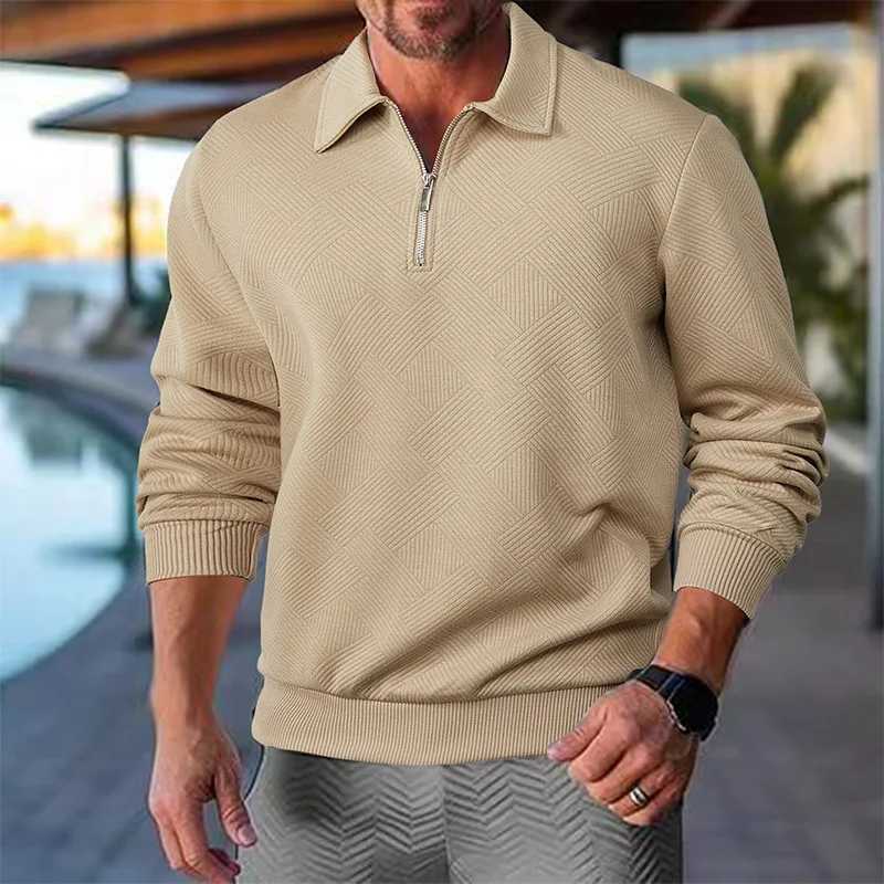 24 Cross Border Popular Automatic Long Sved Collar Zipper Mens Loose Casual Top W241106