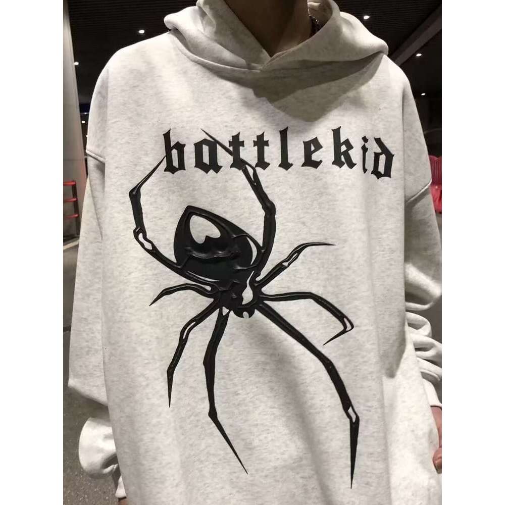 shanshi spider hoodie Trendy high hip-hop spider print hooded sweatshirt for men autumn and winter street loose hoodie jacket hoodie