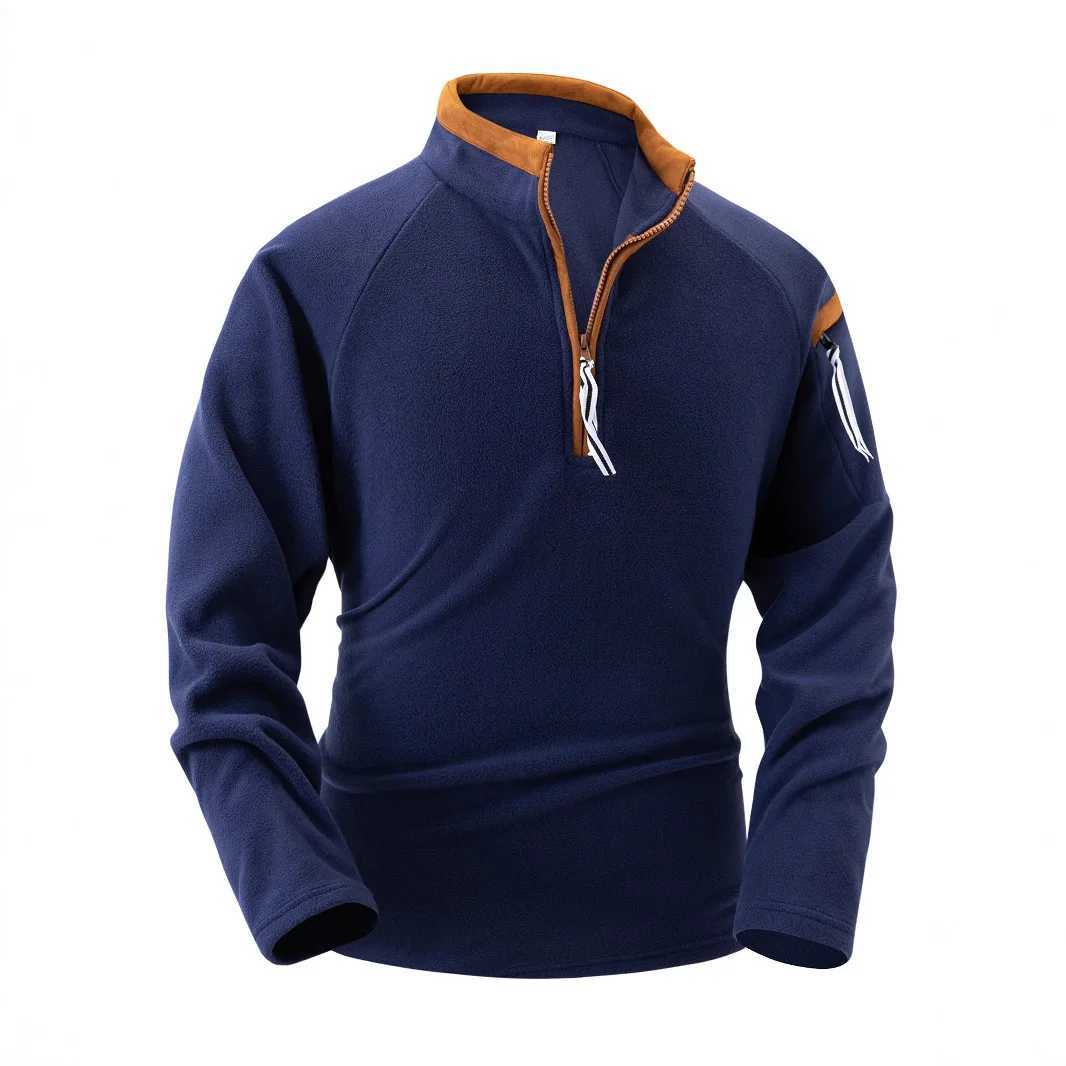 Cross border mens new stand up collar half zipper long SVE tactical arm zipper hooded zipper sports casual mens clothing W241106