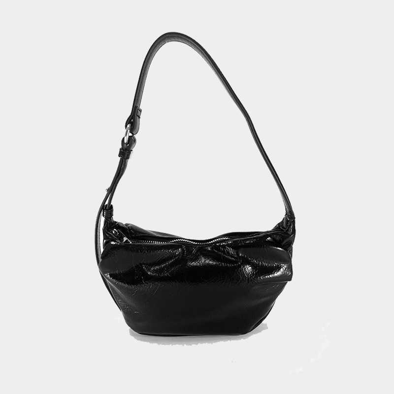 Autumn Red Underarm Bag Women's Bag Fashion Wrinkled Oval Shoulder Bag 241115