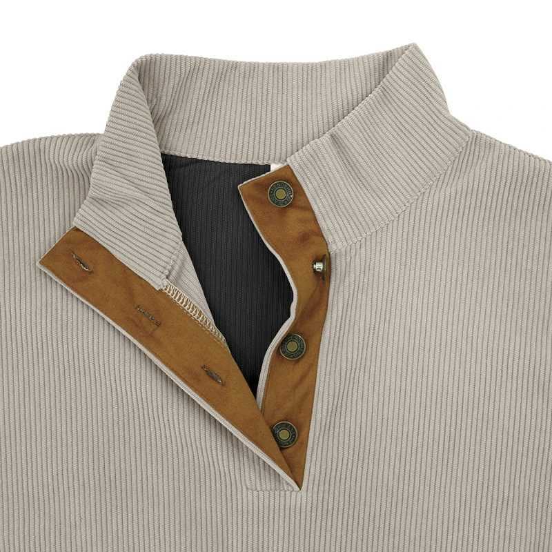 Mens fashion color matching top Corduroy comfortable Henry shirt long sves suitable for autumn and winter fashion W241106