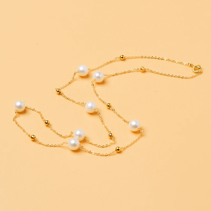 XF800 Natural Freshwater Pearl Necklace Exquisite Jewelry Near Round Necklace Gold Filled Anniversary Gift x10013 241106