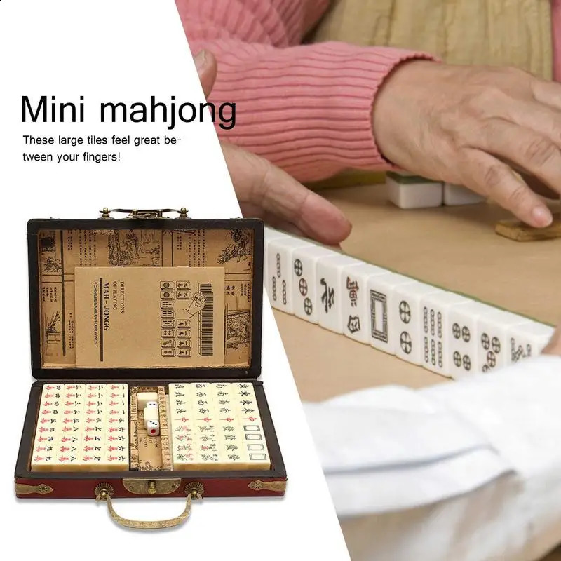 MahJong Chinese Numbered Mahjong Set 144 Tiles Portable Toy Party Gambling Game Board With Box 240401