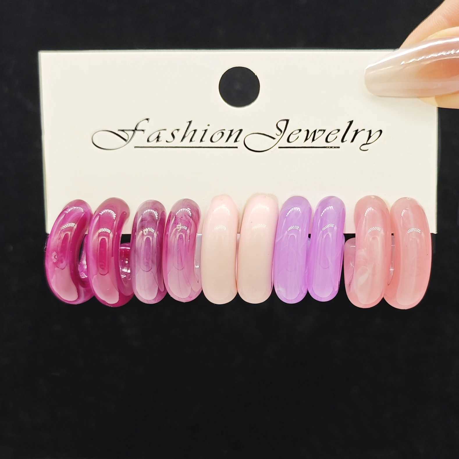 European and Cross border Jewelry Korea Edition Minimum Acrylic C-shaped Earrings Spring Colorful Dopamine Earrings X241106