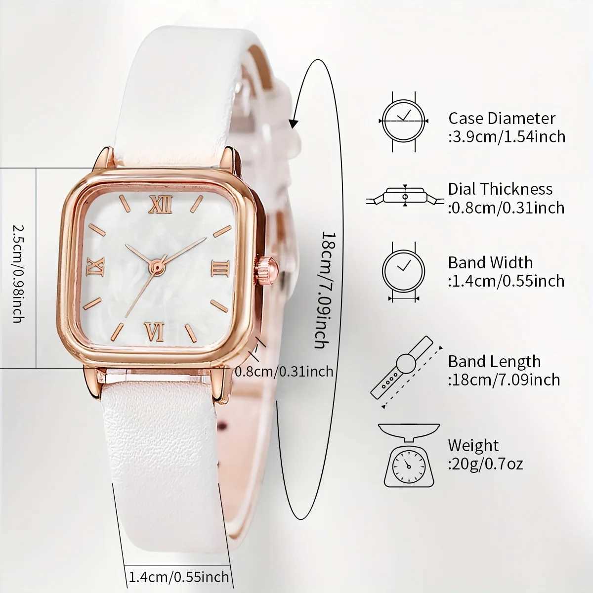 5 pieces/set of warm casual and fashionable quartz watches simulated PU leather watches and artificial pearl jewelry set as a gift for M X241106