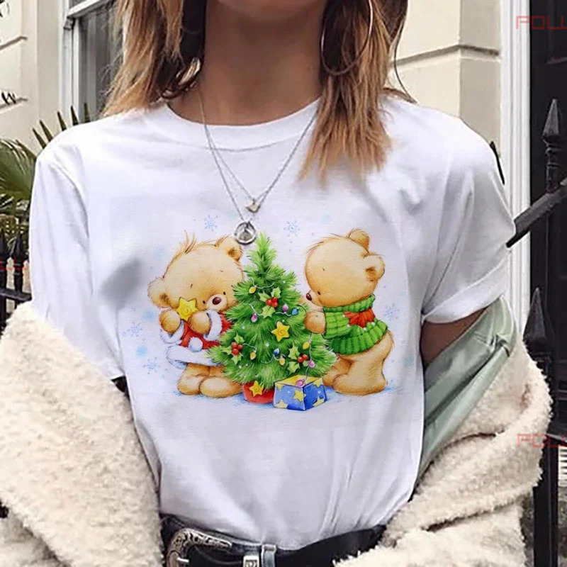 Santa Clau T Shirt Women Fashion Christmas Harajuku Cute Tshirt White Suitable All Seasons Tops Clothing 241029