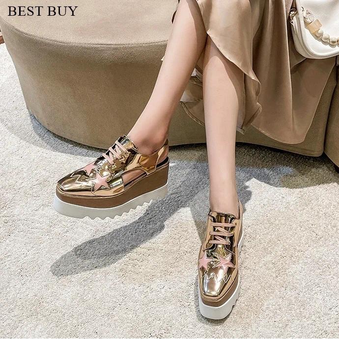 2025 S Fashion Designer Sandals Beige White Gold Summer Spring Autumn Real Leather Stars Heel Women Wedges CM High Platform Female Casual Shoes Pumps