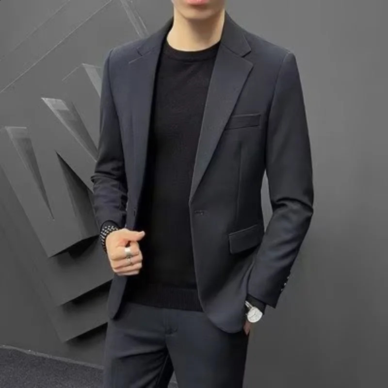 HOO Mens Autumn Leisure blazer Youth Fashion Handsome Professional Tailored 240321