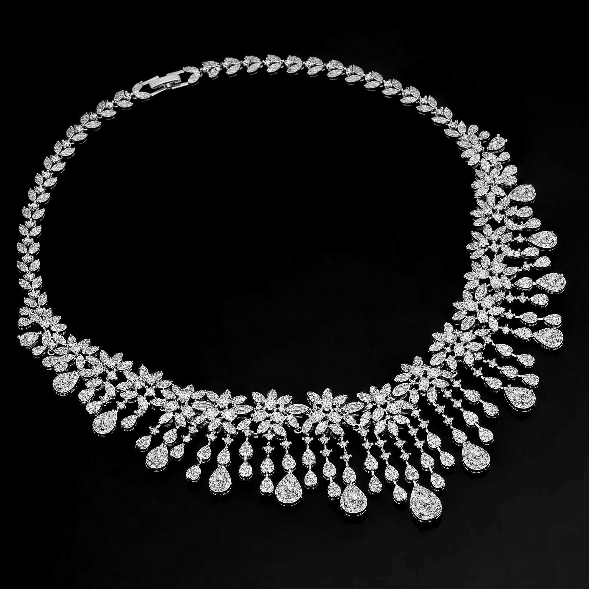 2024 Hot S 4-piece ultra luxury cubic zirconia bridal jewelry set Dubai jewelry set bridal accessories X241106