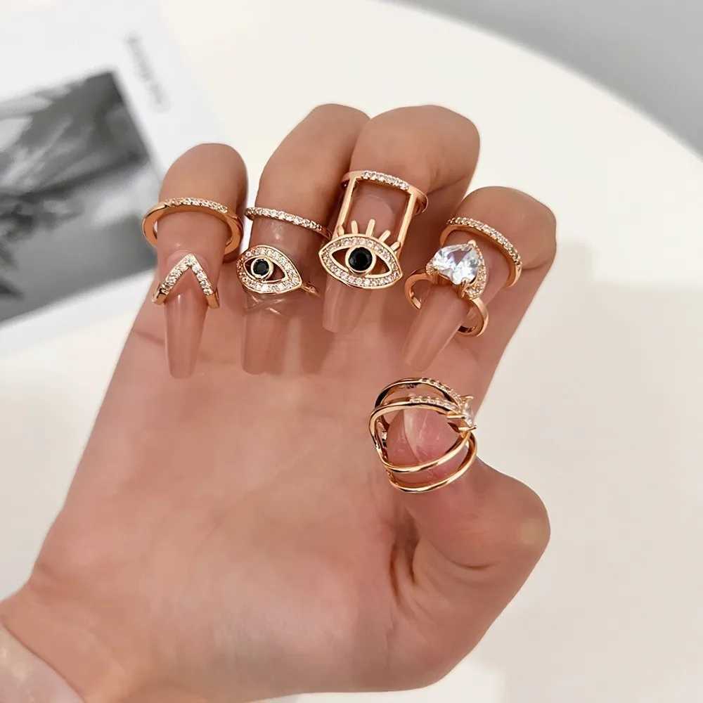 Fashionable Wens Crystal Nail Cover Ring Luxury Zircon Handle Fingertip Combined with Fake Nail Ring Wens Jewelry Gift X241106